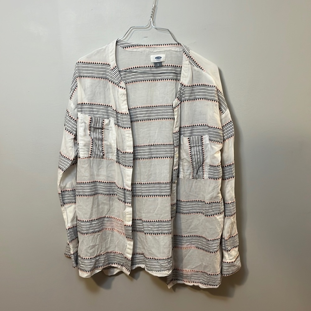 Old Navy Button Down with Funky Stripe Pattern